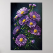 Paarse Aster Flower Art Print Poster (Voorkant)