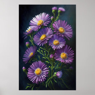 Paarse Aster Flower Art Print Poster