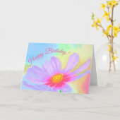 Paarse Aster Flower Happy Birthday Kaart (Gele Bloem)