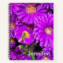 Paarse Aster Flower Journal - gepersonaliseerd Notitieboek