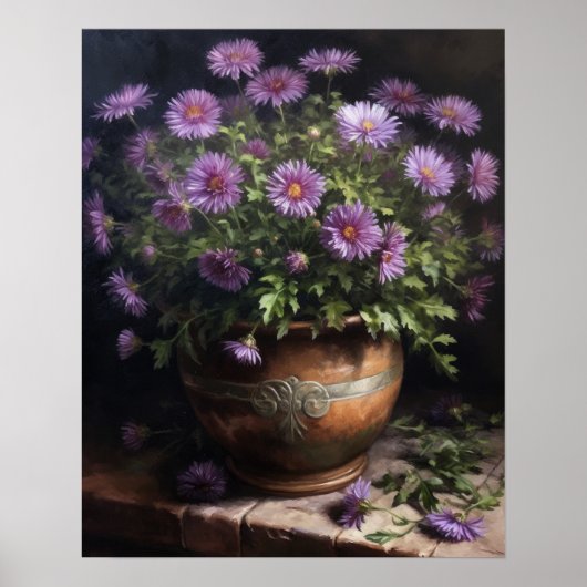 Paarse Aster Flowers Art Print Poster (Voorkant)