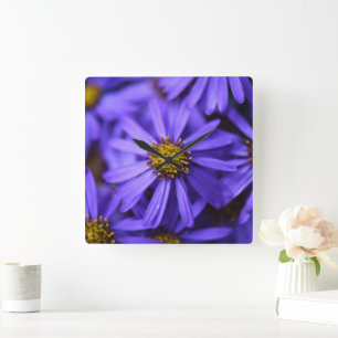 Paarse Aster Flowers Gevouwen Dank u Kaart Vierkante Klok