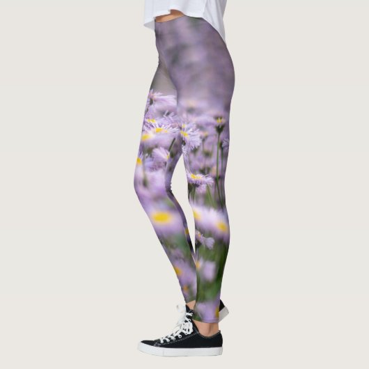 Paarse Aster Flowers Leggings (Links)
