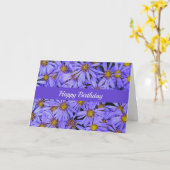 Paarse aster Flowers op BHS Gardens Happy Birthday Kaart (Gele Bloem)