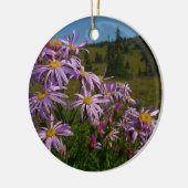 Paarse Aster Flowers op Mount Rainier Keramisch Ornament (Links)