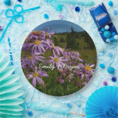 Paarse Aster Flowers op Mount Rainier Papieren Bordje (Feest)