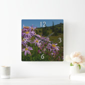Paarse Aster Flowers op Mount Rainier Vierkante Klok (Huis)