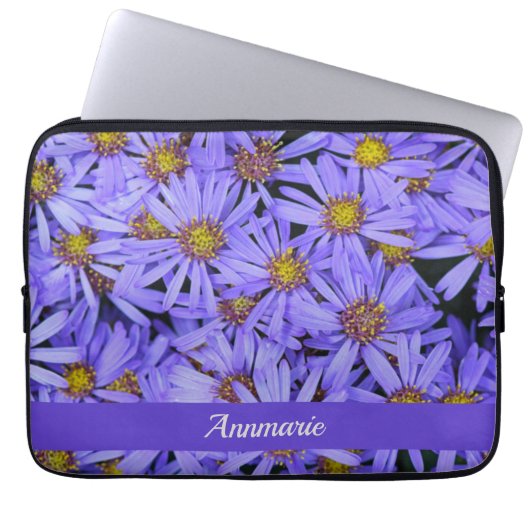 Paarse Aster Flowers op RHS Garden Wisley Laptop Sleeve (Voorkant)