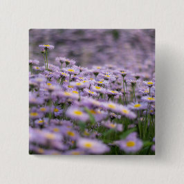 Paarse Aster Flowers Vierkante Button 5,1 Cm