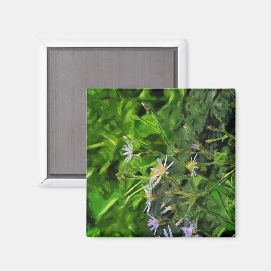 Paarse Aster onder verbrande bomen Abstract Magneet (Voorkant / Achterkant)