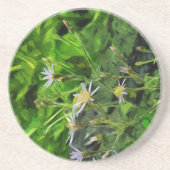 Paarse Aster onder verbrande bomen Abstract Zandsteen Onderzetter (Voorkant)