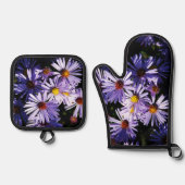 Paarse Aster Wildflower Ovenwant & Pannenlap Set (Voorkant)