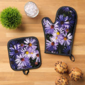 Paarse Aster Wildflower Ovenwant & Pannenlap Set (Top down)