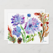 Paarse Asters Bloem Briefkaart (Voorkant / Achterkant)