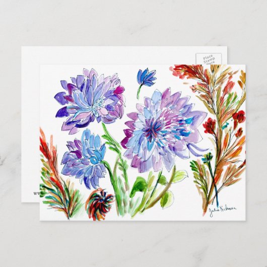 Paarse Asters Bloem Briefkaart (Voorkant / Achterkant)