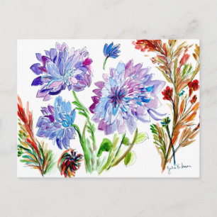 Paarse Asters Bloem Briefkaart