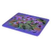 paarse asters glazen snijplank (Hoek)