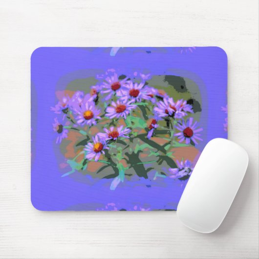 paarse asters mousepad muismat (Met muis)