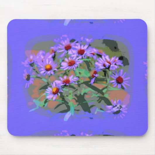paarse asters mousepad muismat (Voorkant)