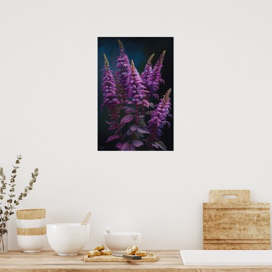 Paarse Astilbe Flower Art Print Poster (Keuken)