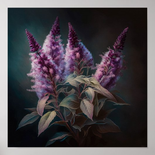 Paarse Astilbe Flower Art Print Poster (Voorkant)