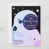 Paarse Astronaut Birthday - uitnodiging (Voorkant)