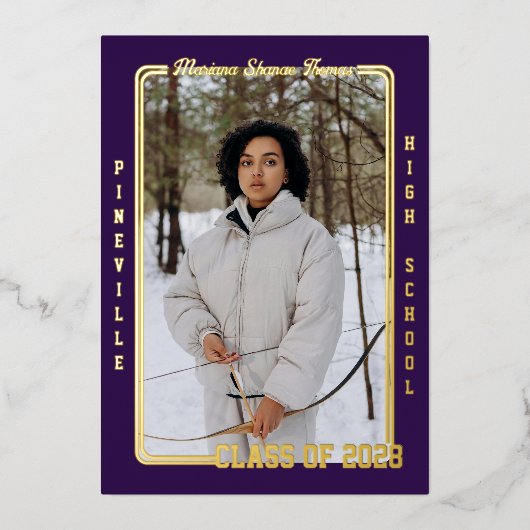 Paarse atleet Kaart Folie Afstuderen Aankondiging (Voorkant)