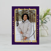 Paarse atleet Kaart Folie Afstuderen Aankondiging (Staand Voorkant)