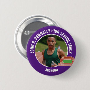 Paarse Atletiekfoto Middelbare Scholier Atleet Ronde Button 5,7 Cm