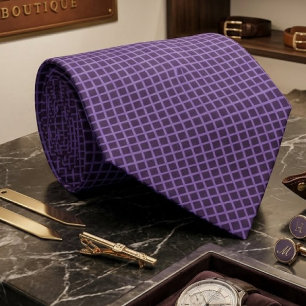 Paarse Aubergine Blauwe Magenta Raster Patroon Ont Stropdas