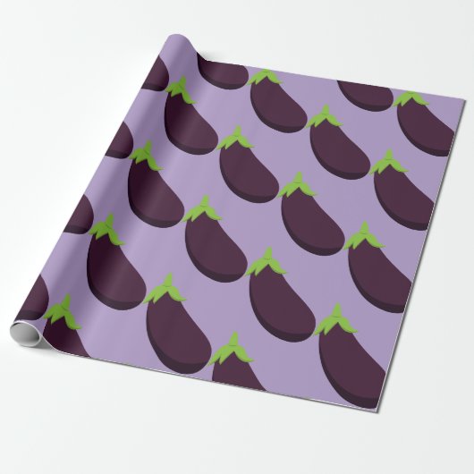 Paarse Aubergine Eetpatroon Cadeaupapier (Uitgerold)