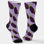 Paarse Aubergine Eetpatroon Sokken (Gebogen)