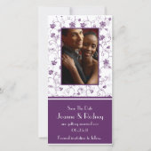 Paarse Aubergine en Witte Foto Save The Date (Voorkant)