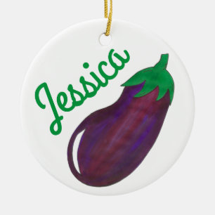 Paarse auberginegroenten keramisch ornament