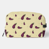 Paarse aubergines op crèmekleur toilettasje (Achterkant)