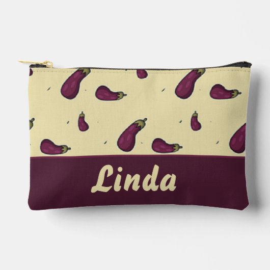 Paarse aubergines op geel etui (Voorkant)