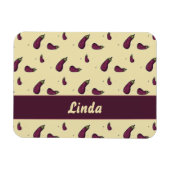 Paarse aubergines op geel magneet (Horizontaal)