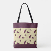 Paarse aubergines op geel tote bag (Achterkant)
