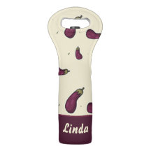 Paarse aubergines op geel