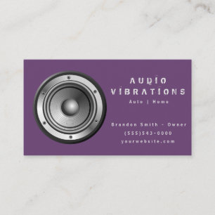 Paarse audio-stereoinstallatie visitekaartje