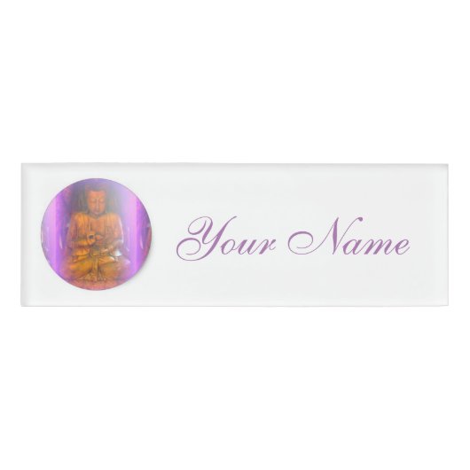 paarse aura buddha naambadge (Voorkant)