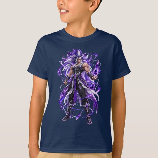 Paarse Aura Fantasy Warrior T-Shirt (Voorkant)