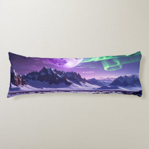 Paarse Aurora Nachtlandschap Lichaams Kussen