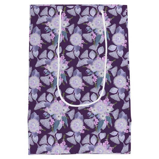 Paarse Australische Wildflower Gift Bag Medium Cadeauzakje (Achterkant)