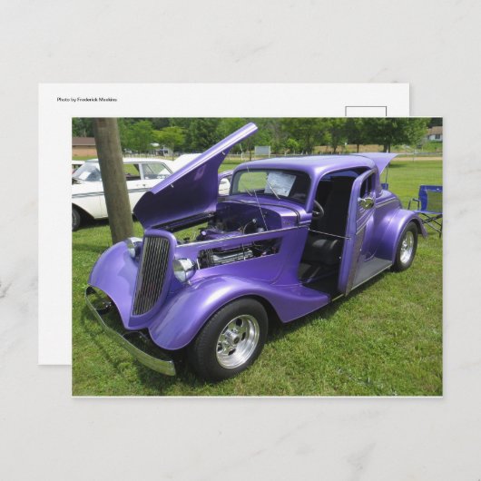 Paarse auto briefkaart (Voorkant / Achterkant)