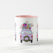 Paarse auto met kerstcadeaus mok (Midden)