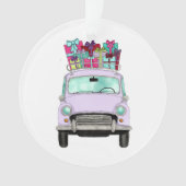 Paarse auto met kerstcadeaus Ornament (voorkant)