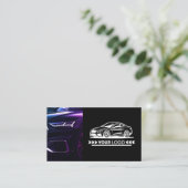 Paarse auto service auto detaillering minimalistis visitekaartje (Staand voorkant)