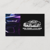 Paarse auto service auto detaillering minimalistis visitekaartje (Voorkant)