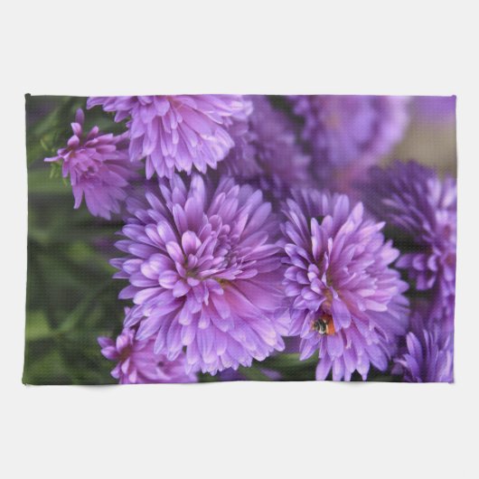 Paarse Autum Mums Theedoek (Horizontaal)